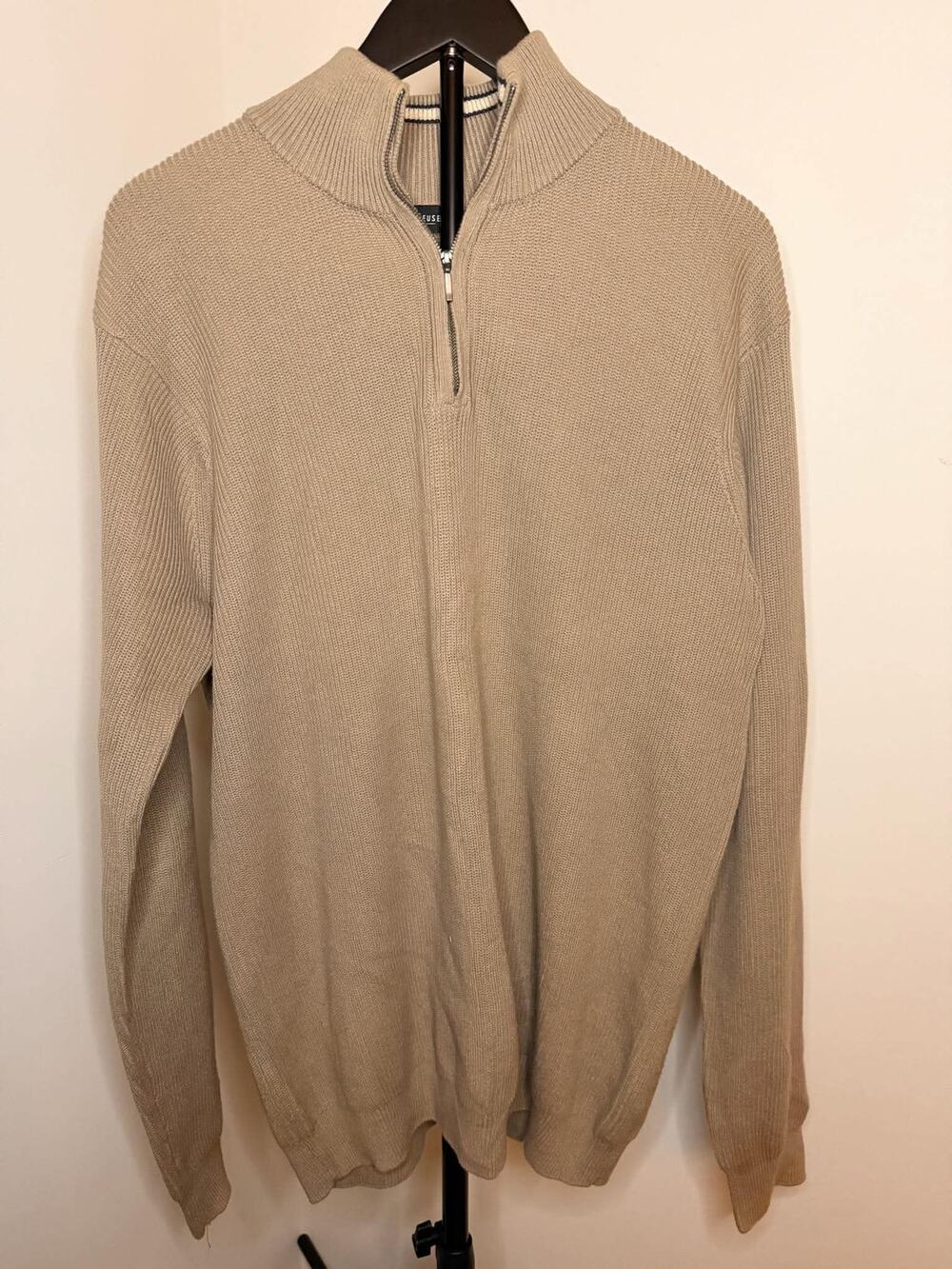 Van Heusen Men’s Tan 100% Cotton Quarter Zip Sweater Large
